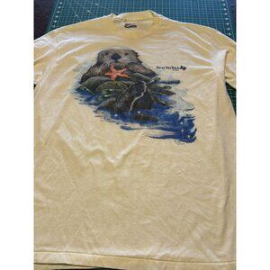 Vintage Sea World Texas Otter T-Shirt XL Hanes 50/50 Cotton Polyester Funny Grap